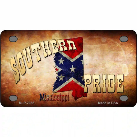 Southern Pride Mississippi Novelty Metal License Plate 4" x 2.2" (MLP)