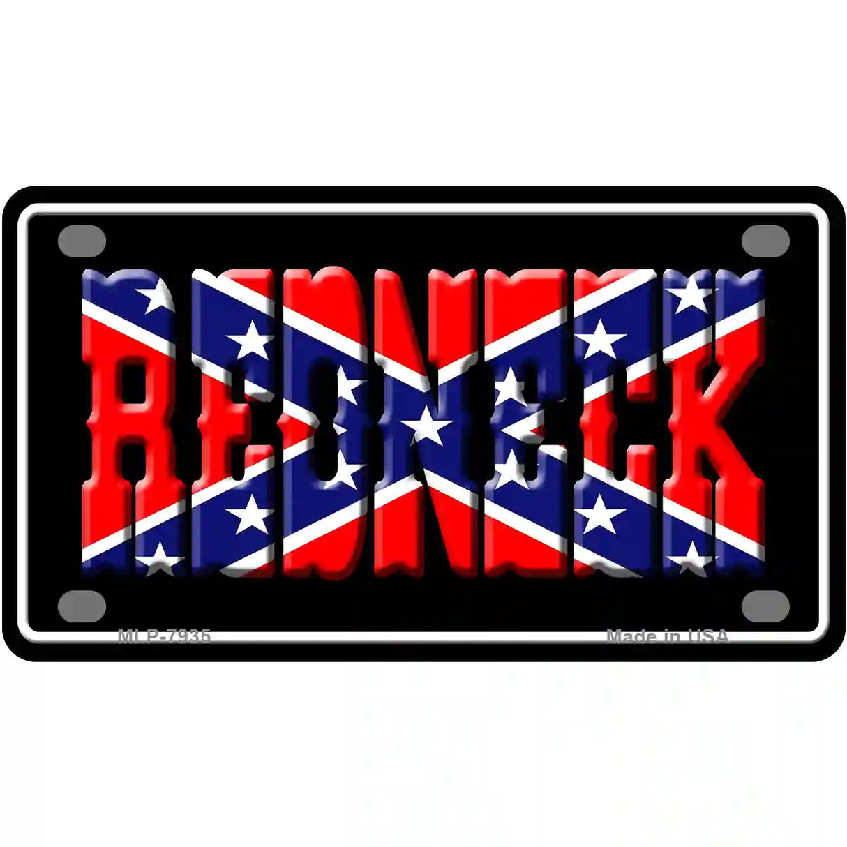 Redneck with Rebel Flag Novelty Metal License Plate 4" x 2.2" (MLP)