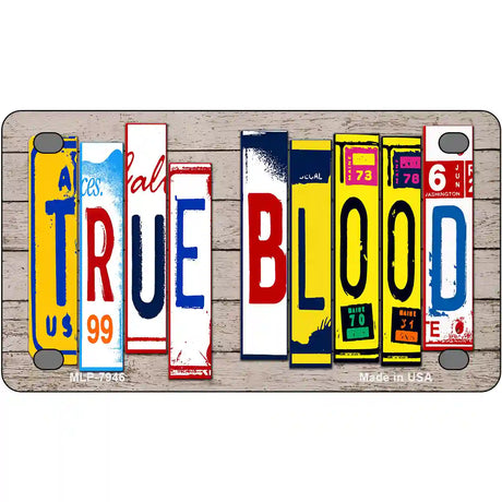 True Blood Wood License Plate Art Novelty Metal License Plate 4" x 2.2" (MLP)