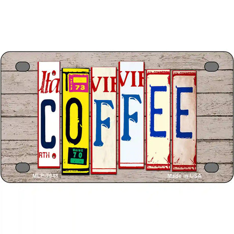 Coffee Wood License Plate Art Novelty Metal License Plate 4" x 2.2" (MLP)