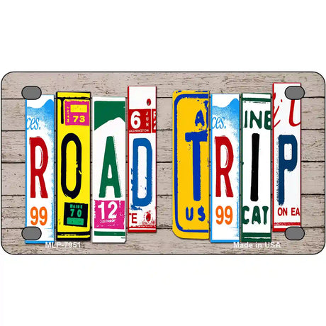 Road Trip Wood License Plate Art Novelty Metal License Plate 4" x 2.2" (MLP)