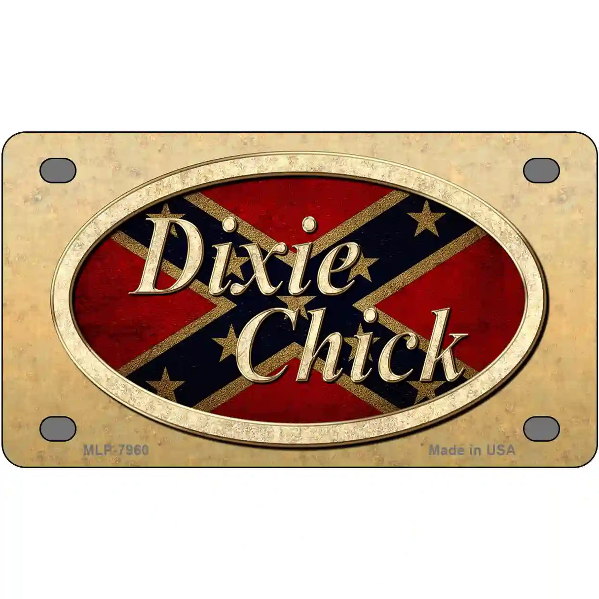 Dixie Chick in Rebel Flag Novelty Metal License Plate 4" x 2.2" (MLP)