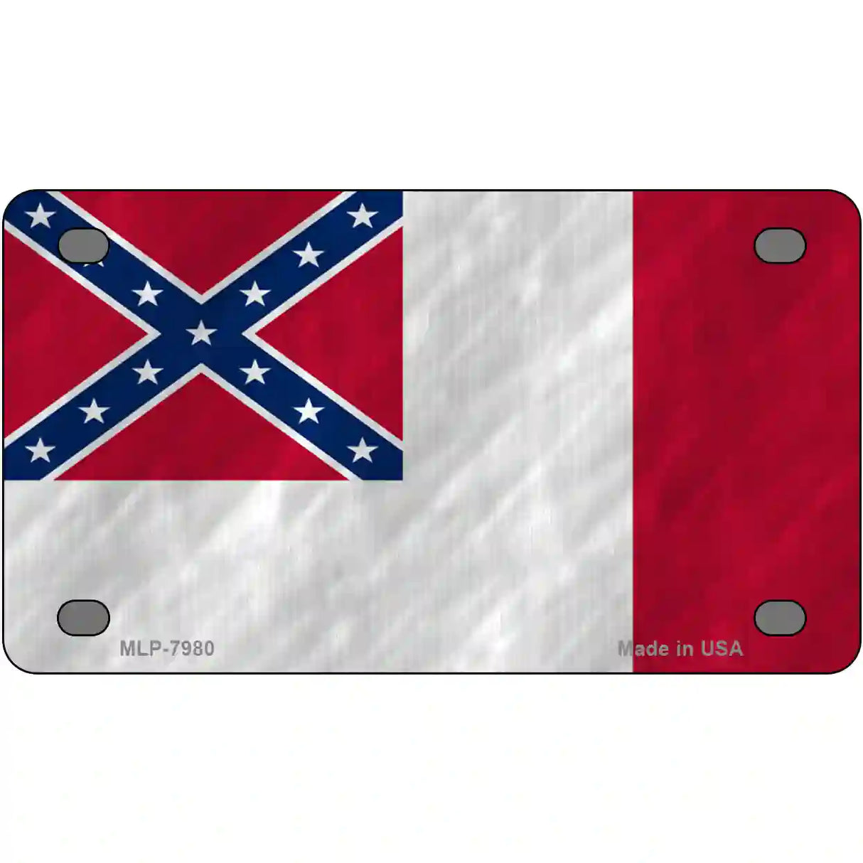 Third Confederate Flag Novelty Metal License Plate 4" x 2.2" (MLP)