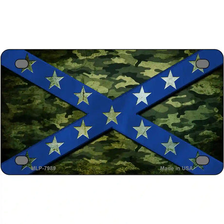 Camo Rebel Flag Novelty Metal License Plate 4" x 2.2" (MLP)