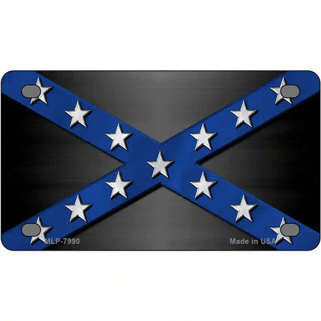 Confederate Stripes Blue Novelty Metal License Plate 4" x 2.2" (MLP)