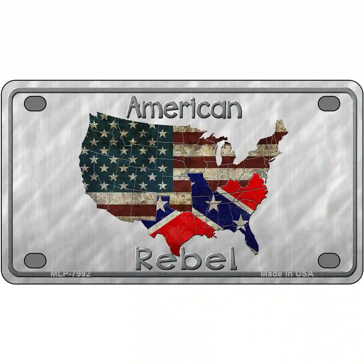 American Rebel Map Novelty Metal License Plate 4" x 2.2" (MLP)