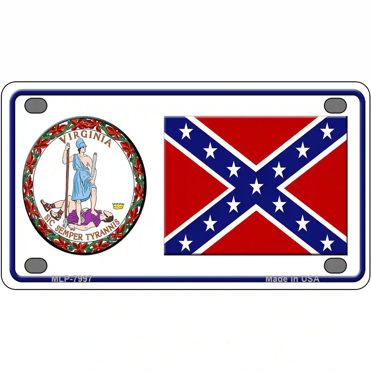 Confederate Flag Virginia Seal Novelty Metal License Plate 4" x 2.2" (MLP)