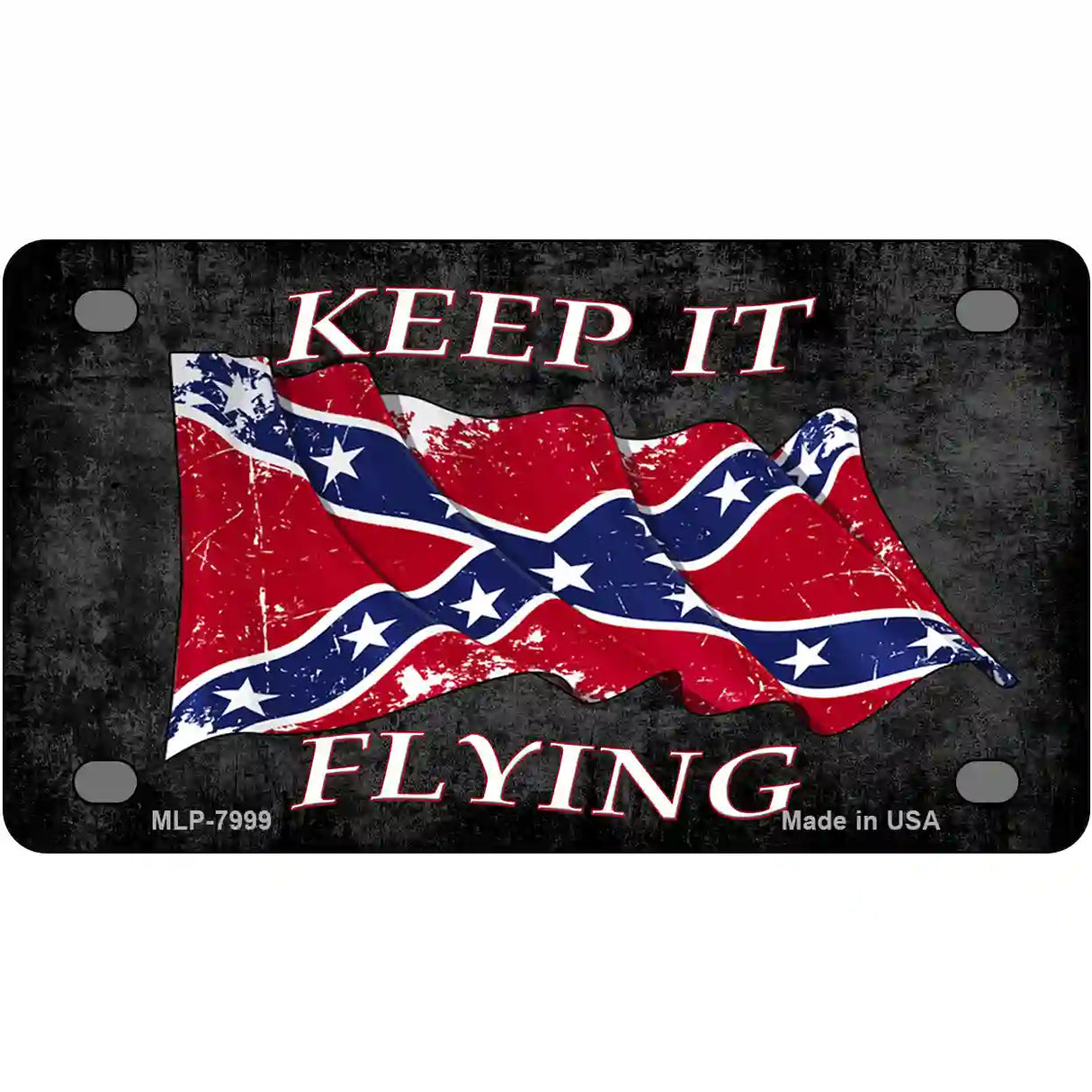 Confederate Keep It Flying Novelty Metal License Plate 4" x 2.2" (MLP)