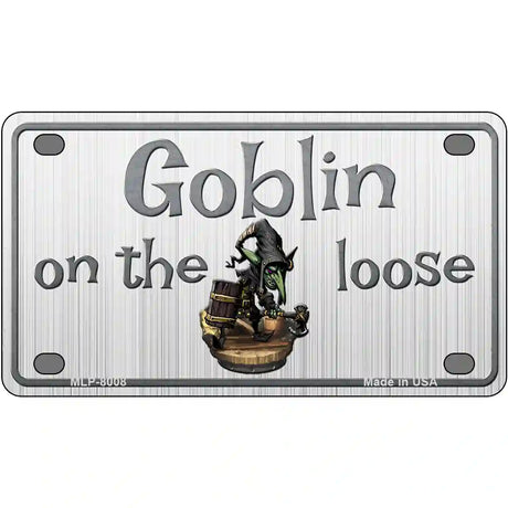 Goblin On The Loose Novelty Metal License Plate 4" x 2.2" (MLP)