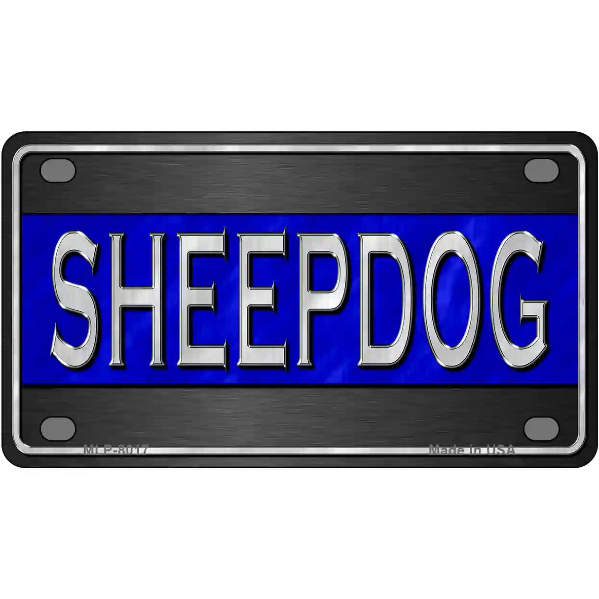 Sheepdog Thin Blue Line Novelty Metal License Plate 4" x 2.2" (MLP)