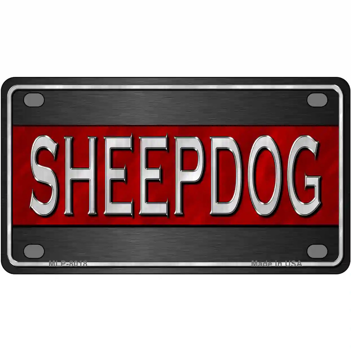 Sheepdog Thin Red Line Novelty Metal License Plate 4" x 2.2" (MLP)