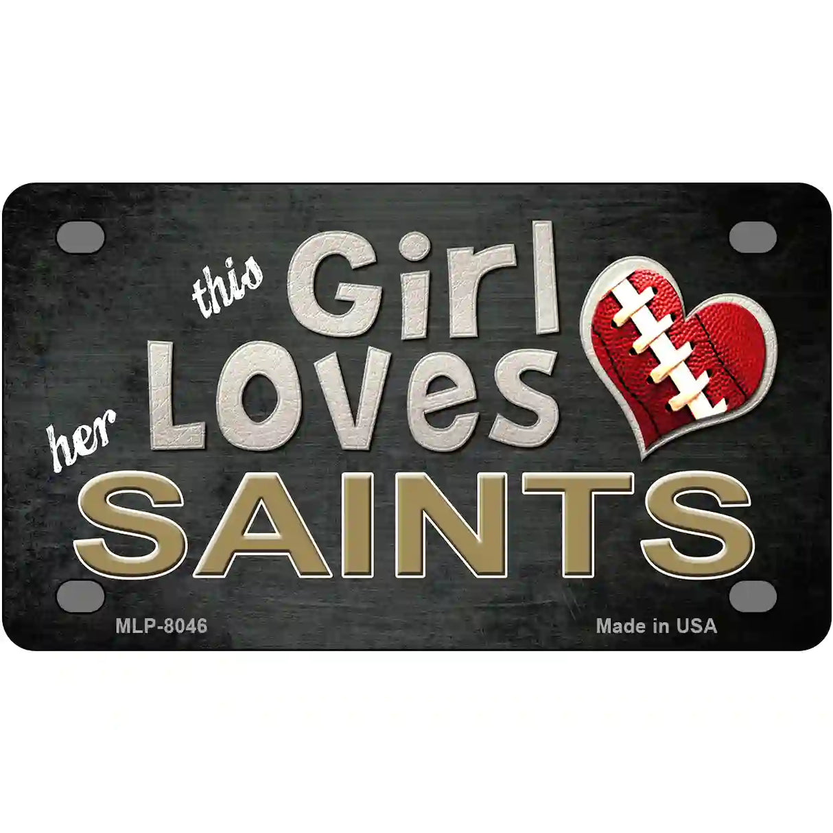 This Girl Loves Her Saints Novelty Metal License Plate 4" x 2.2" (MLP)