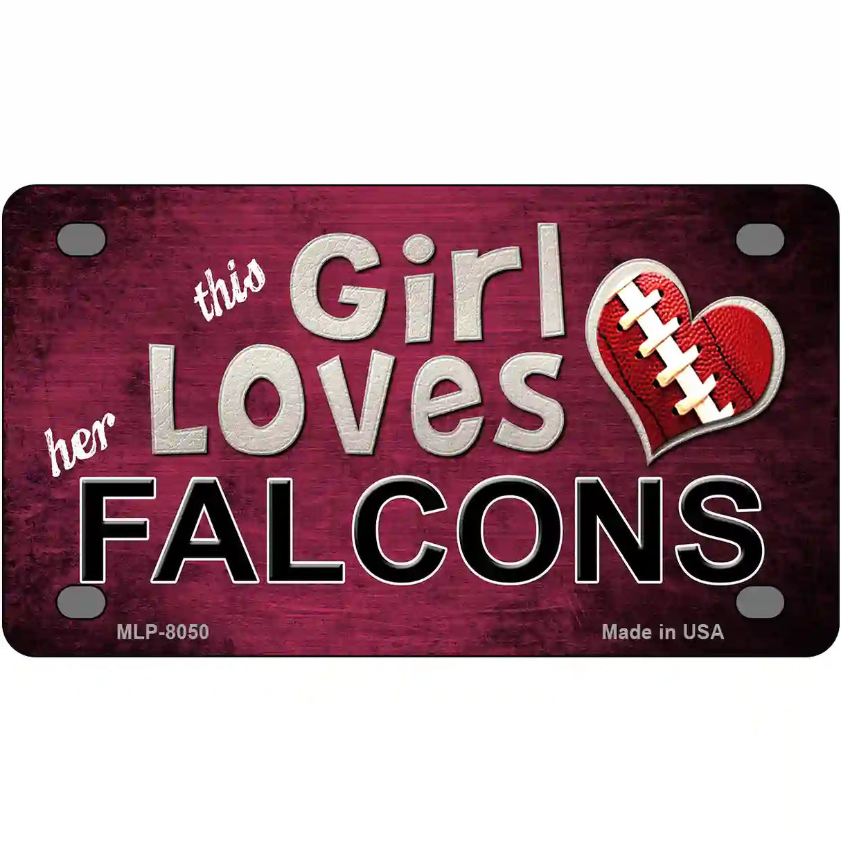 This Girl Loves Her Falcons Novelty Metal License Plate 4" x 2.2" (MLP)