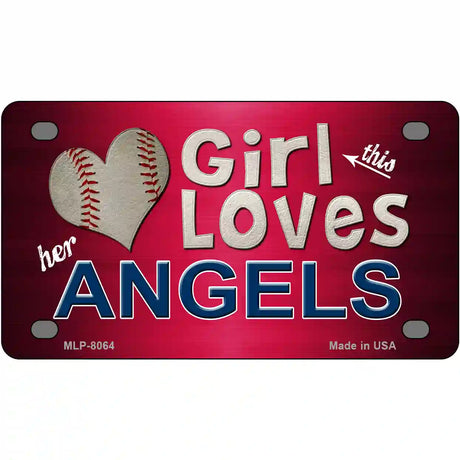 This Girl Loves Her Angels Novelty Metal License Plate 4" x 2.2" (MLP)