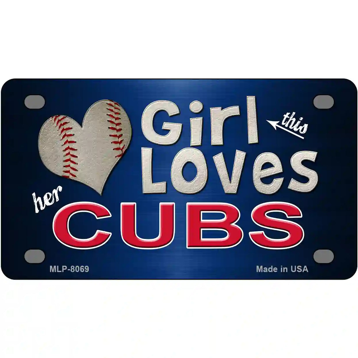 This Girl Loves Her Cubs Novelty Metal License Plate 4" x 2.2" (MLP)