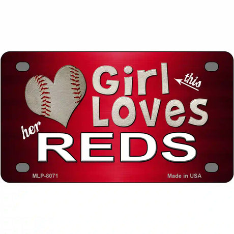 This Girl Loves Her Reds Novelty Metal License Plate 4" x 2.2" (MLP)