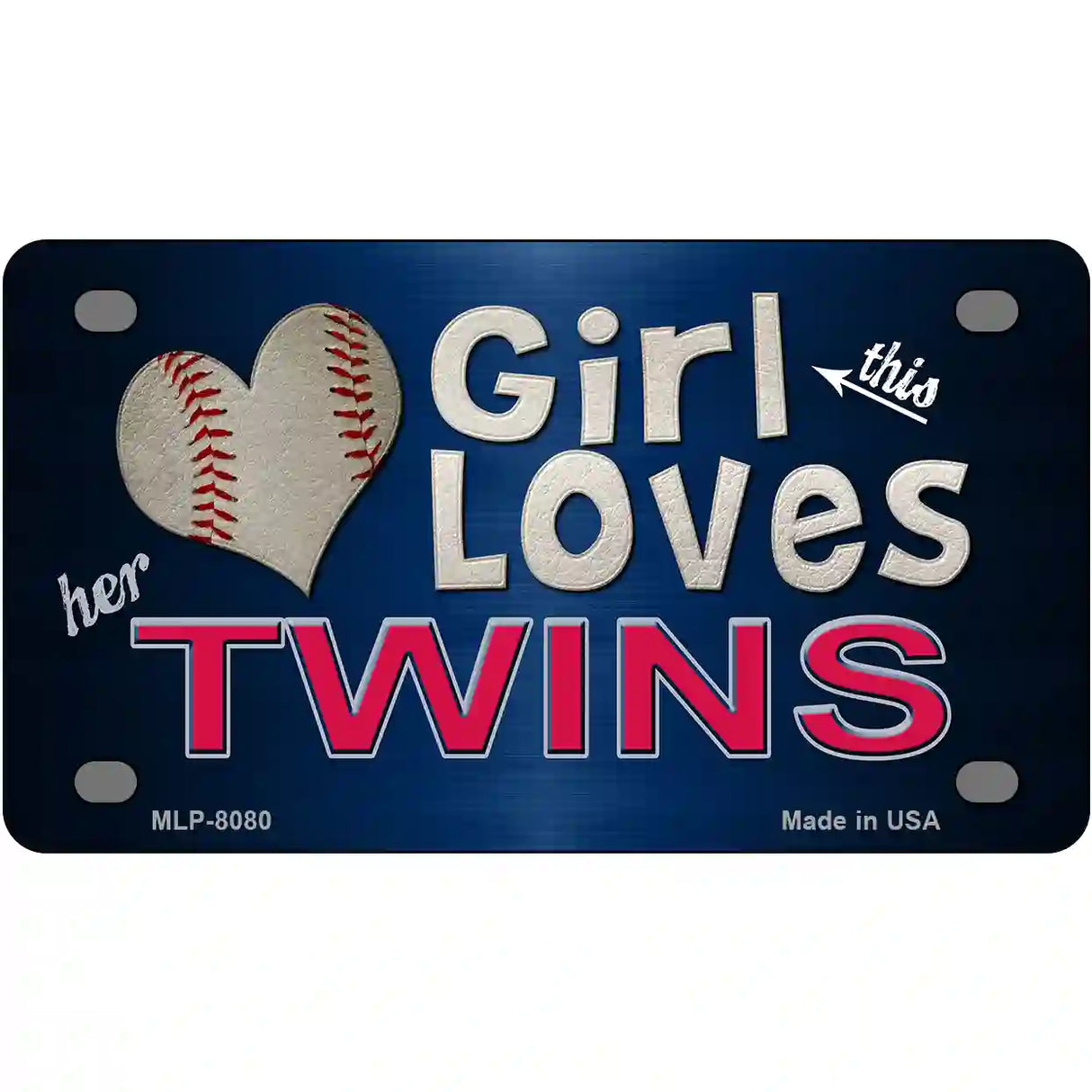 This Girl Loves Her Twins Novelty Metal License Plate 4" x 2.2" (MLP)