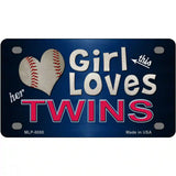 This Girl Loves Her Twins Novelty Metal License Plate 4" x 2.2" (MLP)