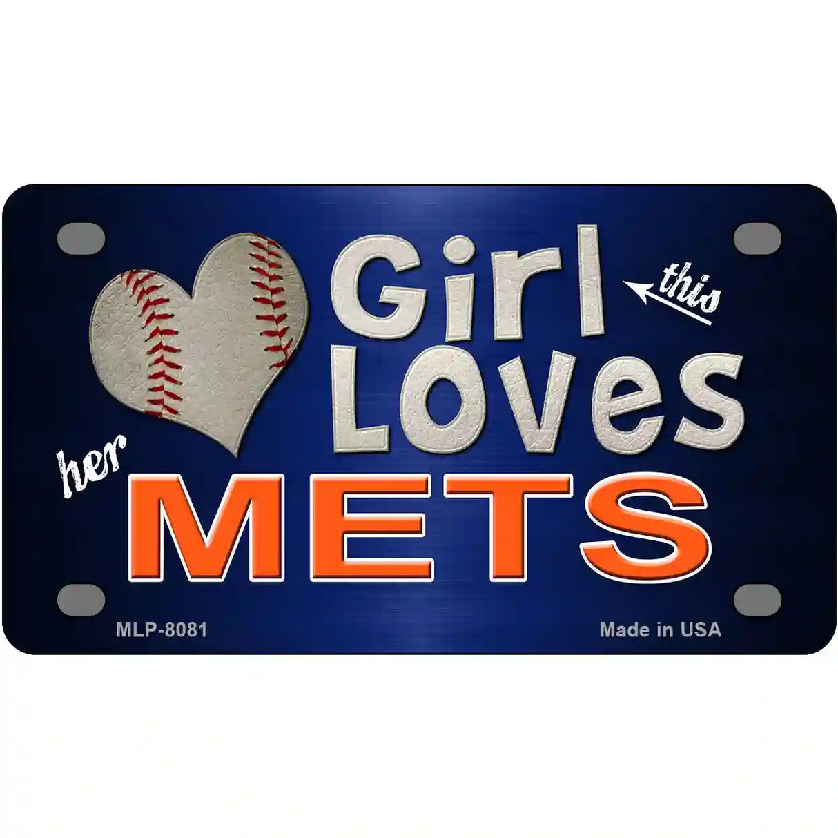 This Girl Loves Her Mets Novelty Metal License Plate 4" x 2.2" (MLP)