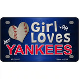 This Girl Loves Her Yankees Novelty Metal License Plate 4" x 2.2" (MLP)