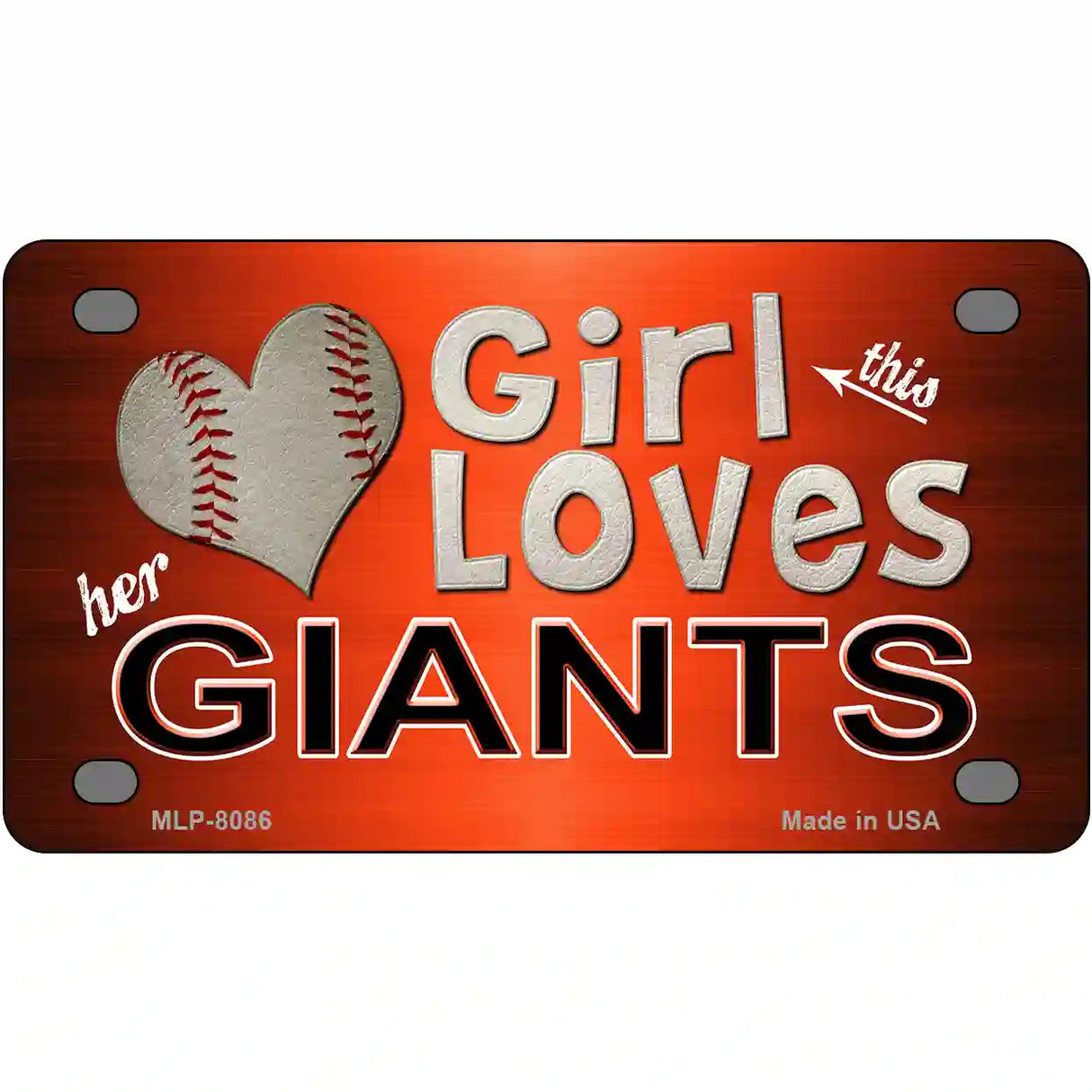 This Girl Loves Her Giants Baseball Novelty Metal License Plate 4" x 2.2" (MLP)