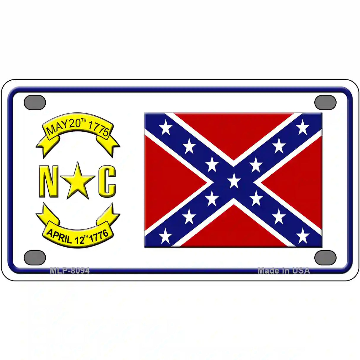 Confederate Flag North Carolina Novelty Metal License Plate 4" x 2.2" (MLP)