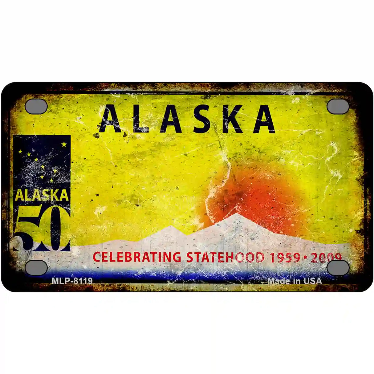 Alaska State Rusty Novelty Metal License Plate 4" x 2.2" (MLP)