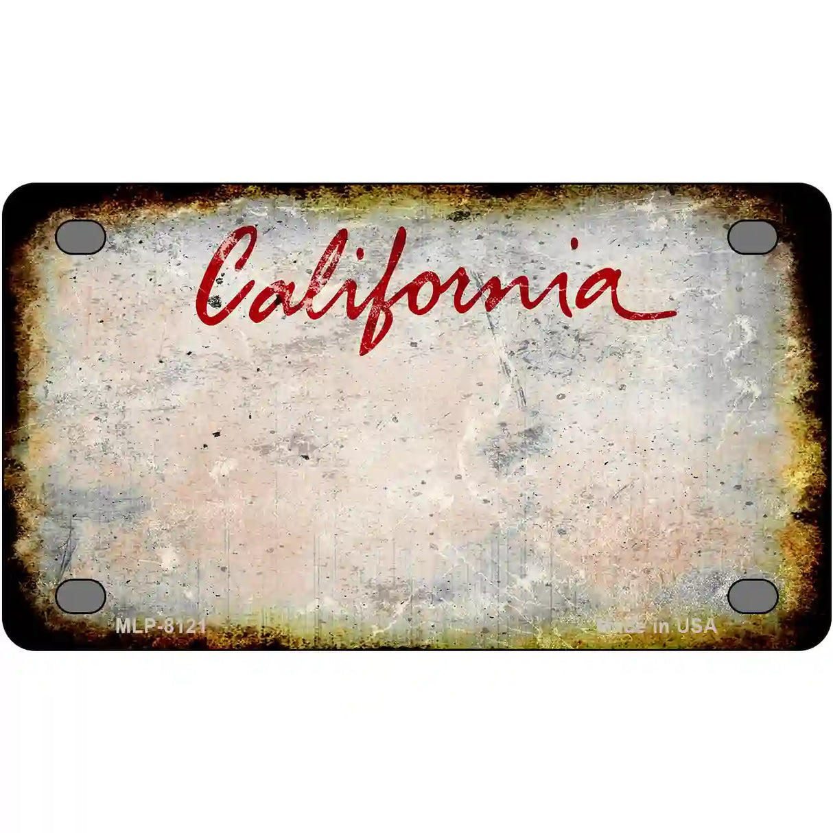 California State Rusty Novelty Metal License Plate 4" x 2.2" (MLP)