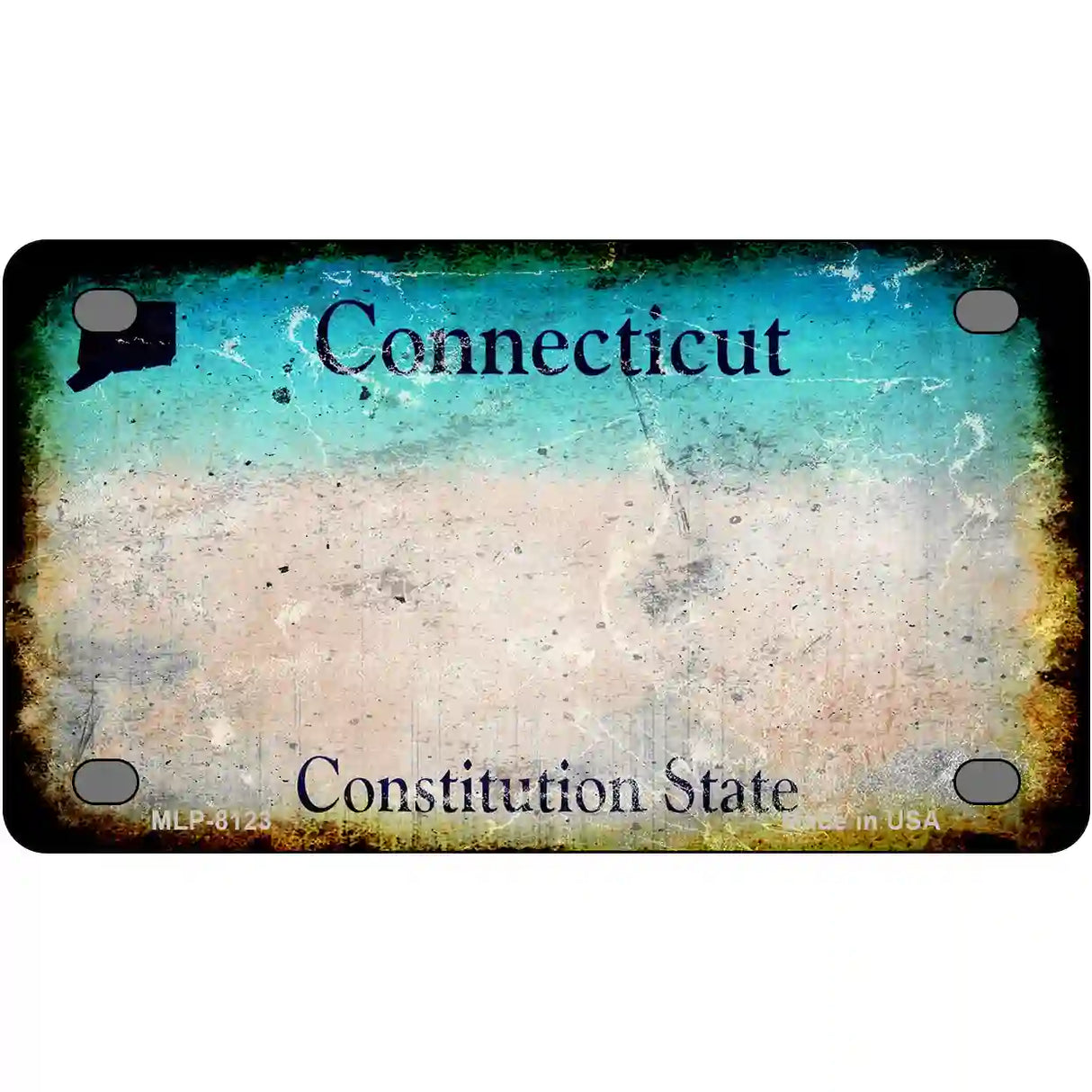 Connecticut State Rusty Novelty Metal License Plate 4" x 2.2" (MLP)