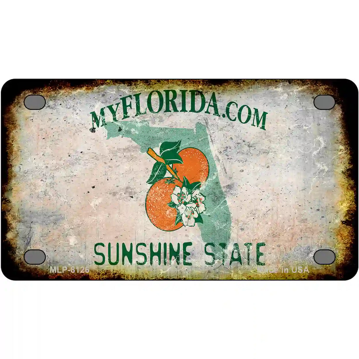 Florida State Rusty Novelty Metal License Plate 4" x 2.2" (MLP)