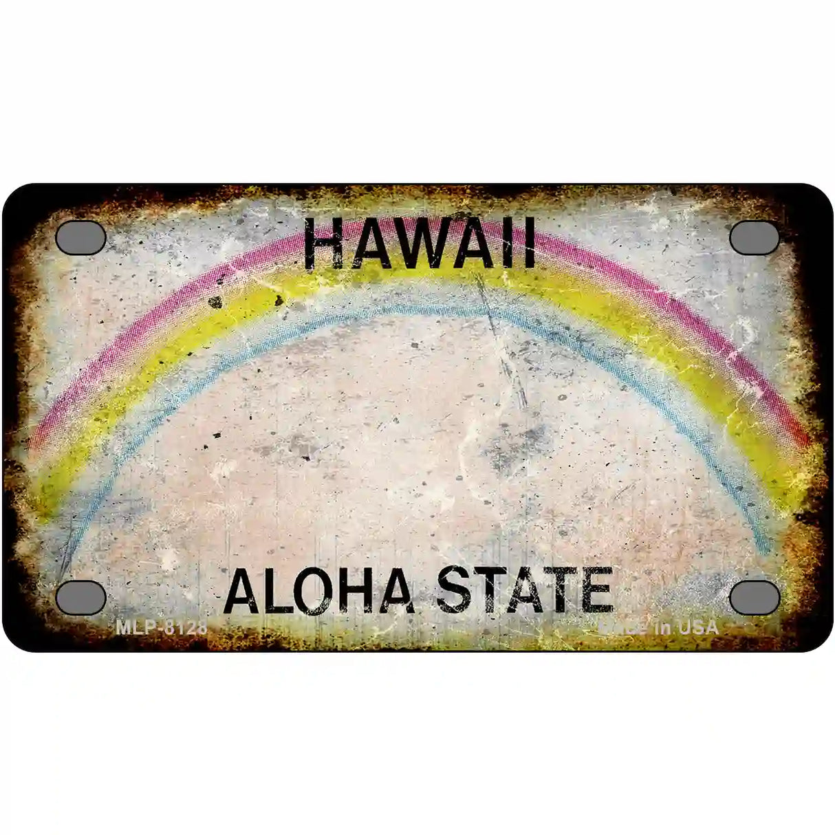 Hawaii State Rusty Novelty Metal License Plate 4" x 2.2" (MLP)