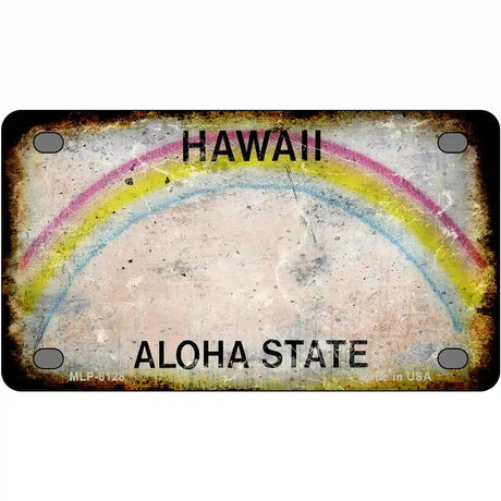 Hawaii State Rusty Novelty Metal License Plate 4" x 2.2" (MLP)