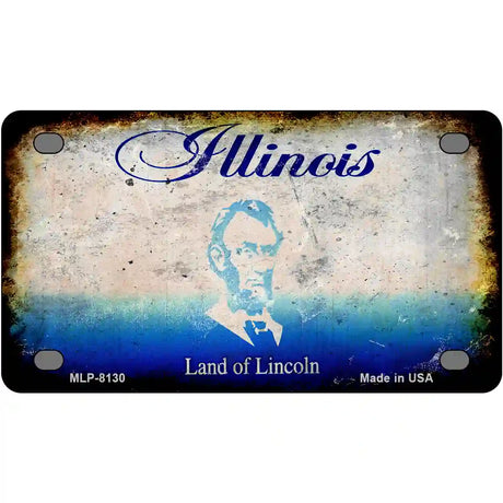 Illinois State Rusty Novelty Metal License Plate 4" x 2.2" (MLP)