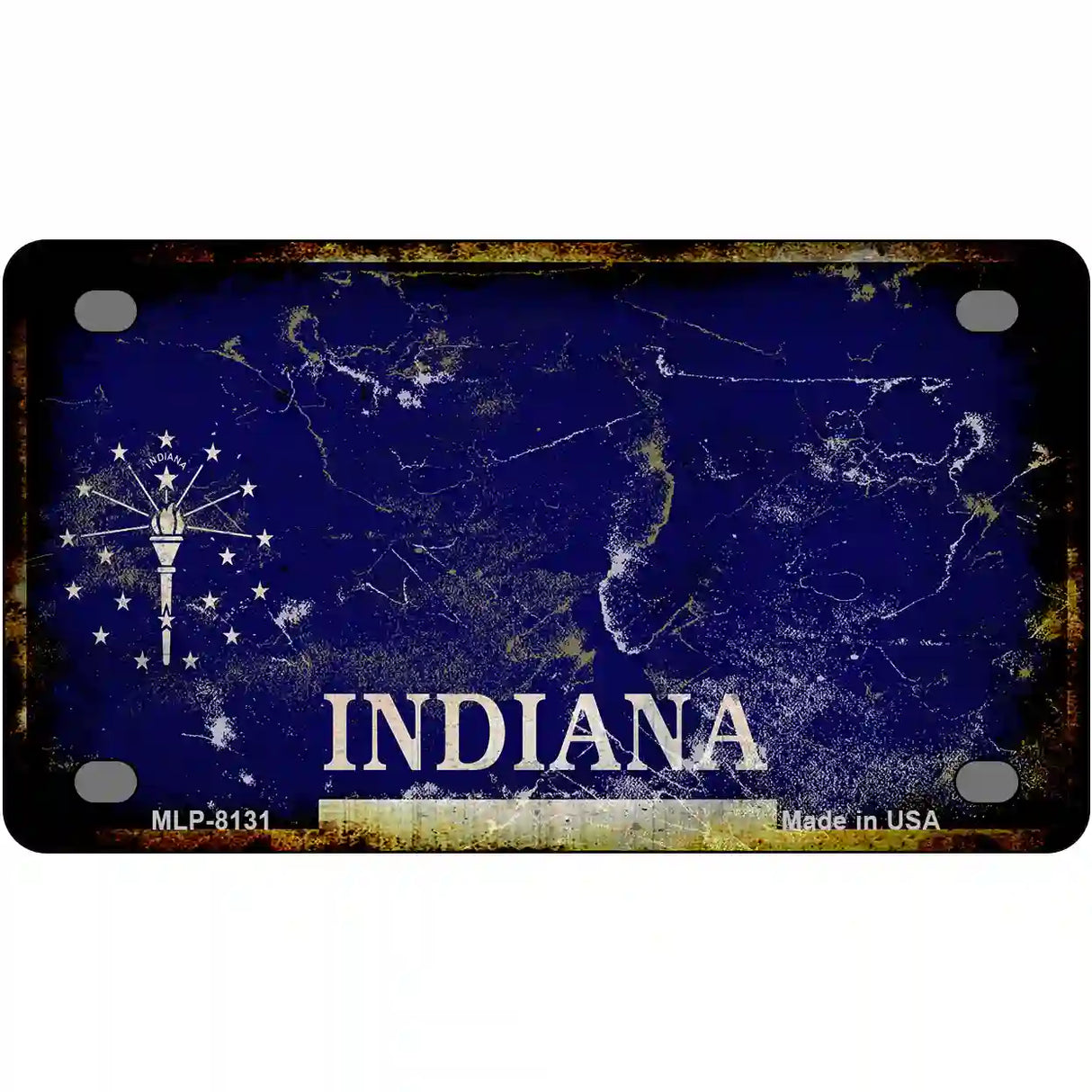 Inidana State Rusty Novelty Metal License Plate 4" x 2.2" (MLP)