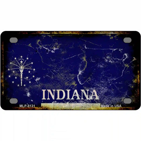 Inidana State Rusty Novelty Metal License Plate 4" x 2.2" (MLP)