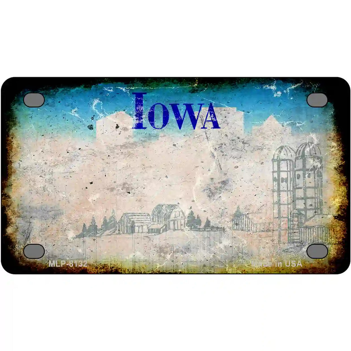 Iowa State Rusty Novelty Metal License Plate 4" x 2.2" (MLP)