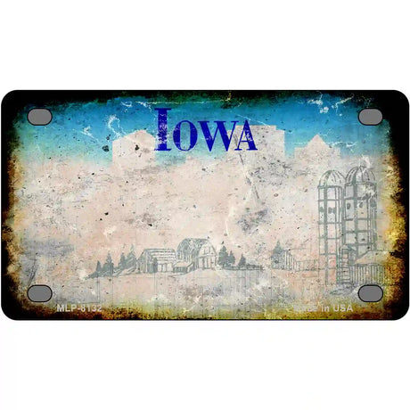 Iowa State Rusty Novelty Metal License Plate 4" x 2.2" (MLP)