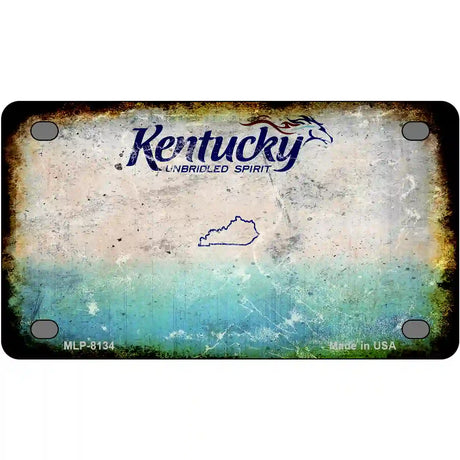 Kentucky State Rusty Novelty Metal License Plate 4" x 2.2" (MLP)