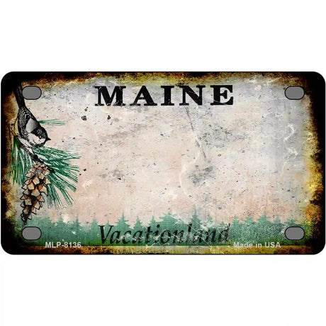 Maine State Rusty Novelty Metal License Plate 4" x 2.2" (MLP)