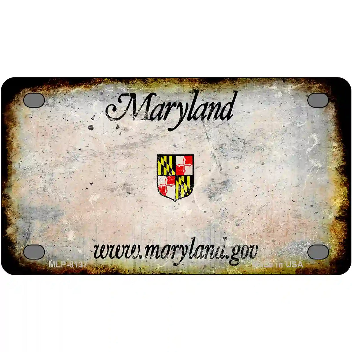 Maryland State Rusty Novelty Metal License Plate 4" x 2.2" (MLP)