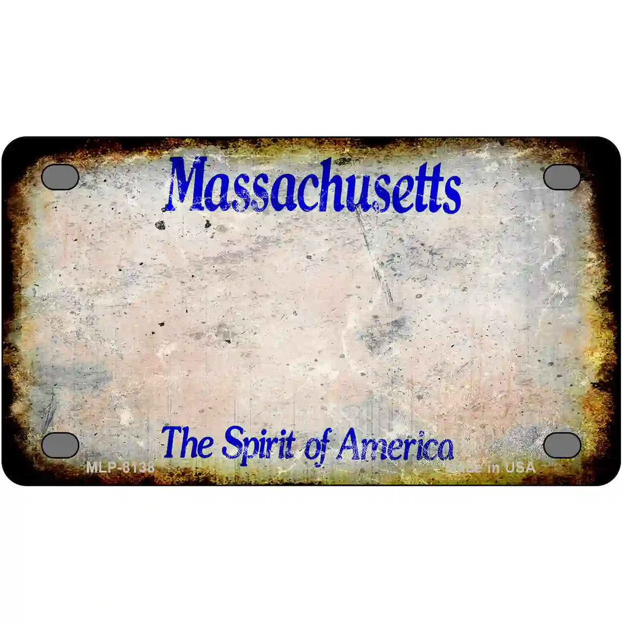 Massachusetts State Rusty Novelty Metal License Plate 4" x 2.2" (MLP)