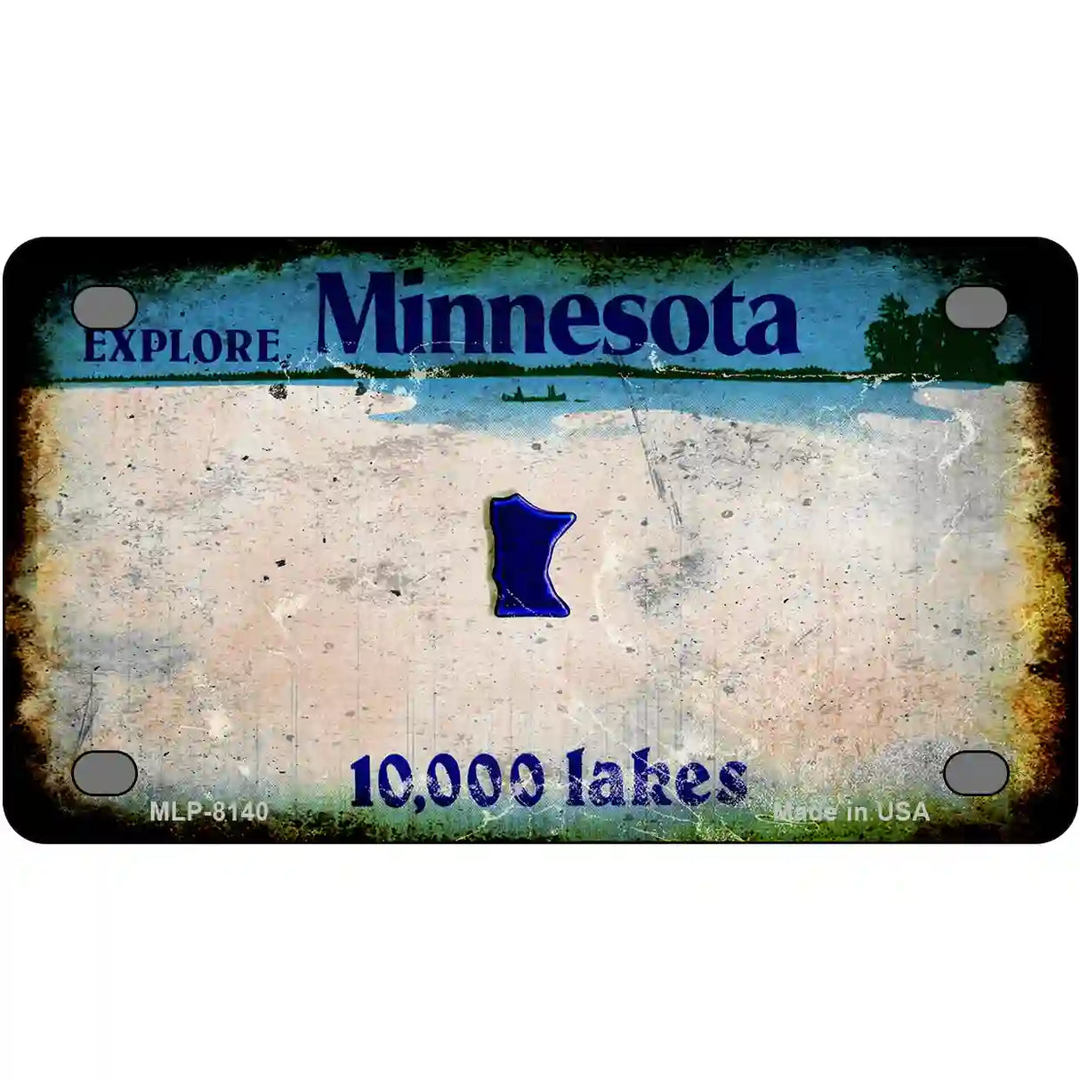 Minnesota State Rusty Novelty Metal License Plate 4" x 2.2" (MLP)