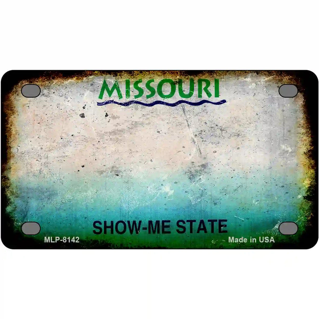 Missouri State Rusty Novelty Metal License Plate 4" x 2.2" (MLP)