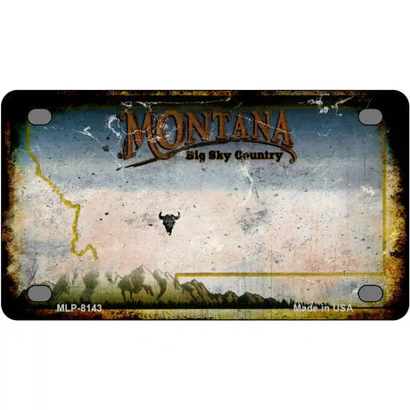 Montana State Rusty Novelty Metal License Plate 4" x 2.2" (MLP)