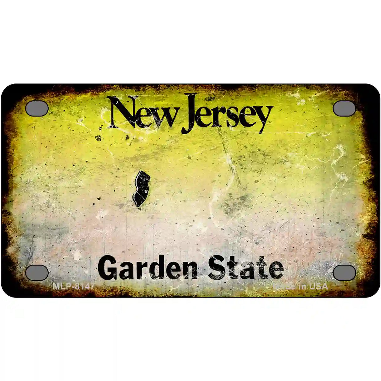 New Jersey State Rusty Novelty Metal License Plate 4" x 2.2" (MLP)