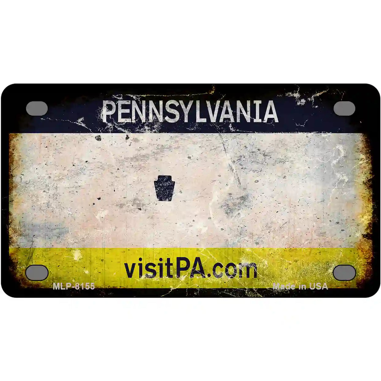 Pennsylvania State Rusty Novelty Metal License Plate 4" x 2.2" (MLP)