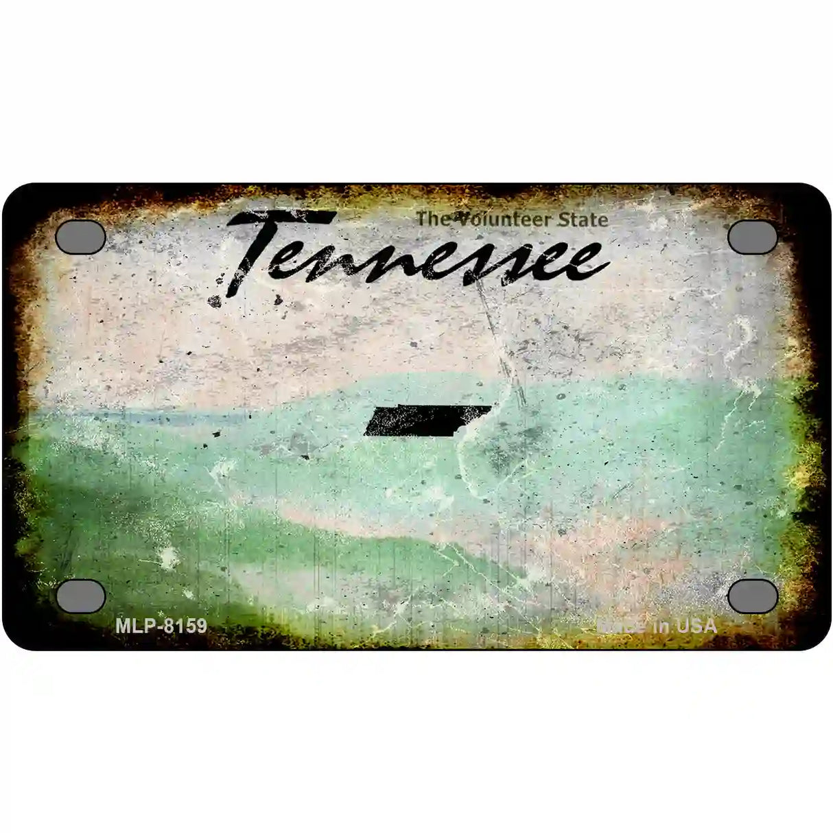 Tennessee State Rusty Novelty Metal License Plate 4" x 2.2" (MLP)