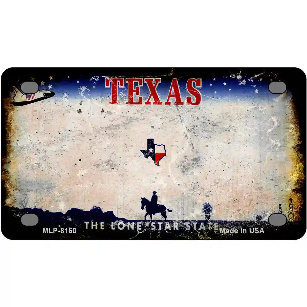 Texas State Rusty Novelty Metal License Plate 4" x 2.2" (MLP)