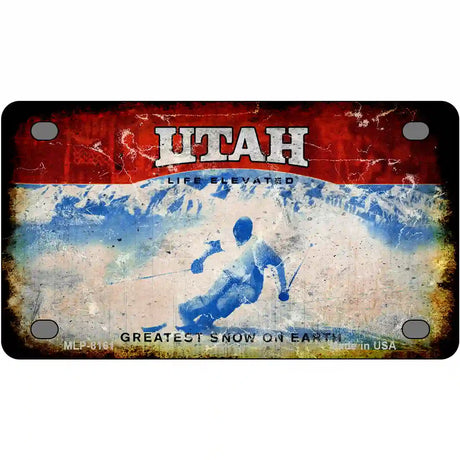 Utah State Rusty Novelty Metal License Plate 4" x 2.2" (MLP)