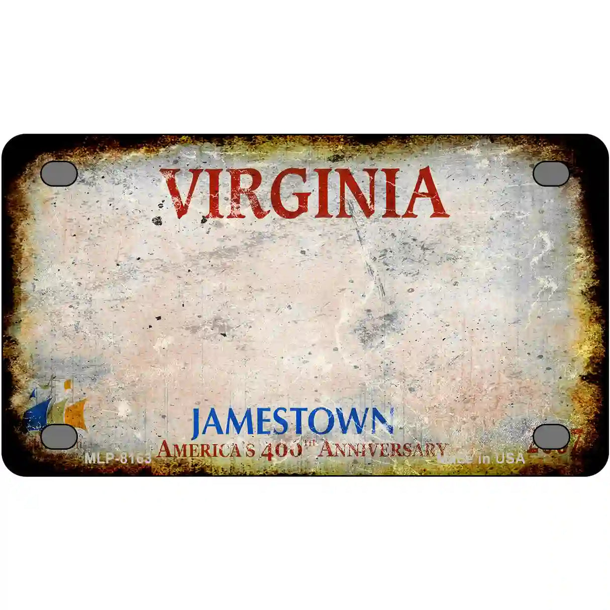 Virginia State Rusty Novelty Metal License Plate 4" x 2.2" (MLP)